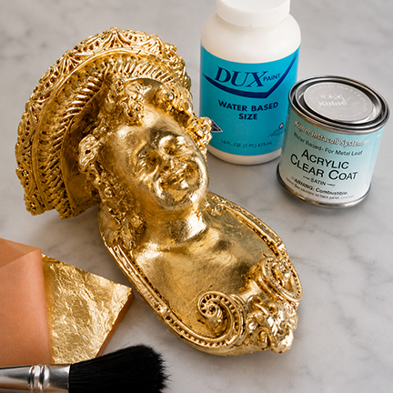 Gilding with waterbased adhesive size