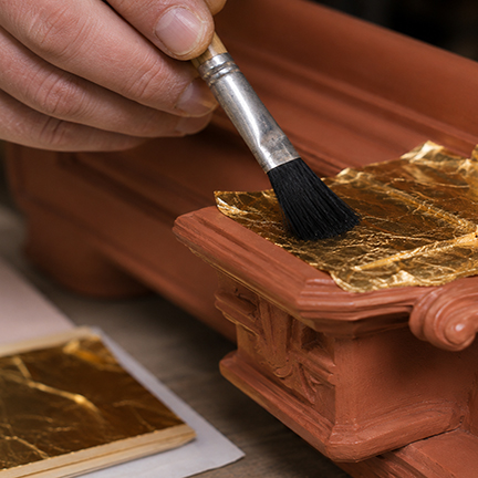Using Gold leaf with water based size